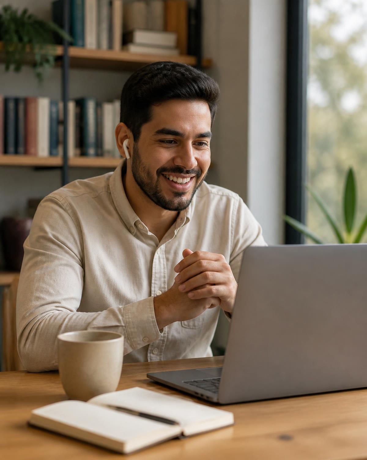 Professional taking part in a career conversation by video call